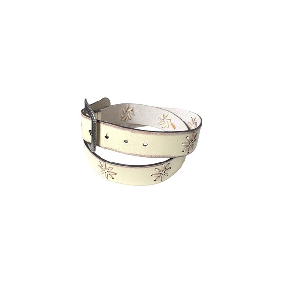 Western Floral Cut Out Belt Womens Large Embossed Buckle Boho Leather - Picture 1 of 3